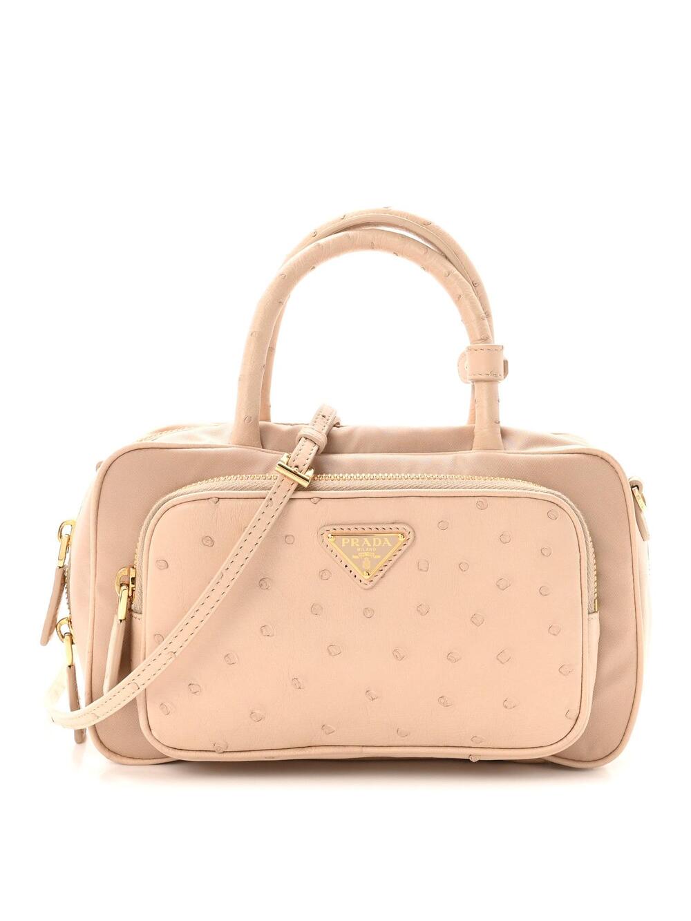 Prada Re-Nylon Ostrich Bauletto Bag #374085P11B